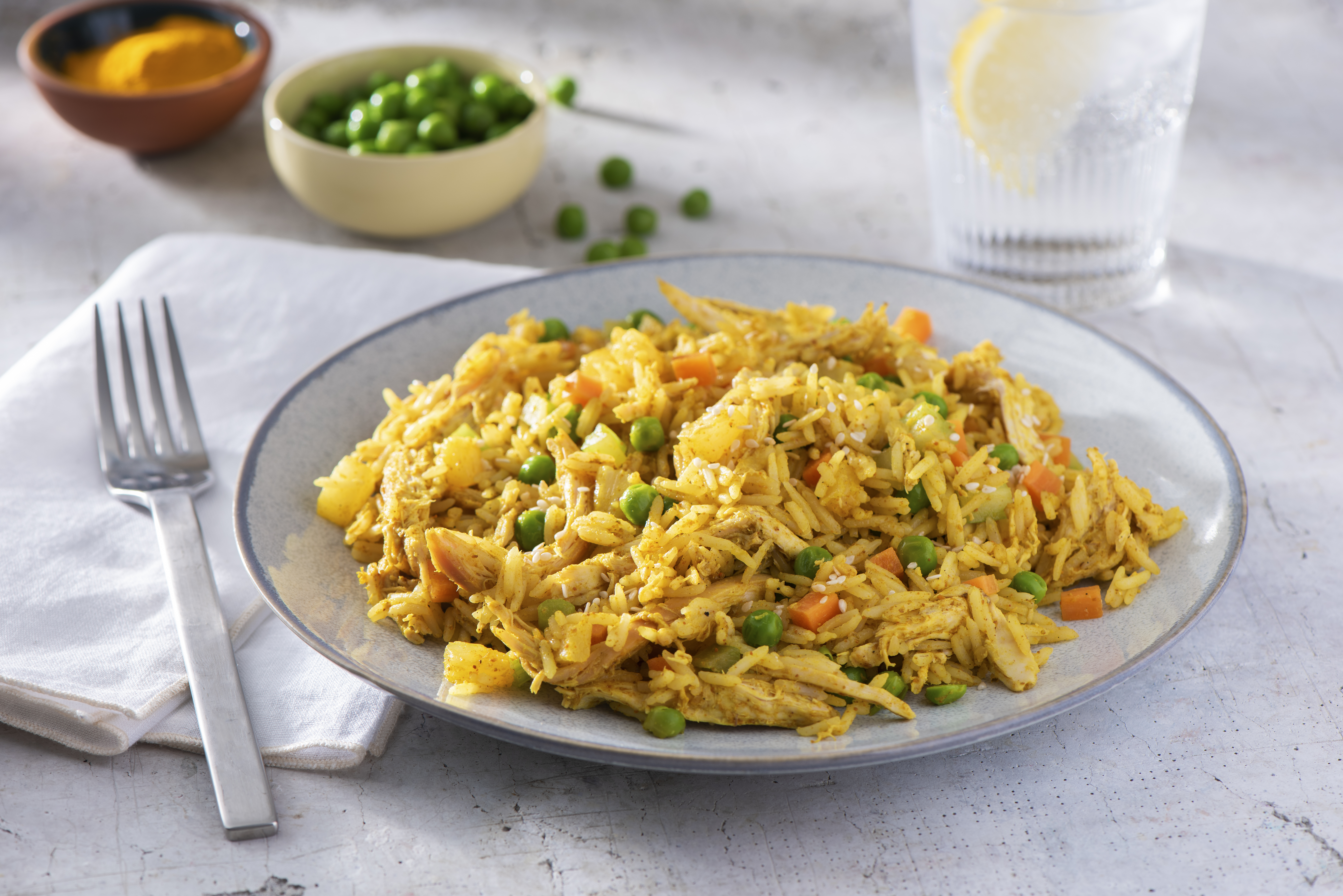 Steamed Chicken Pineapple Fried Rice